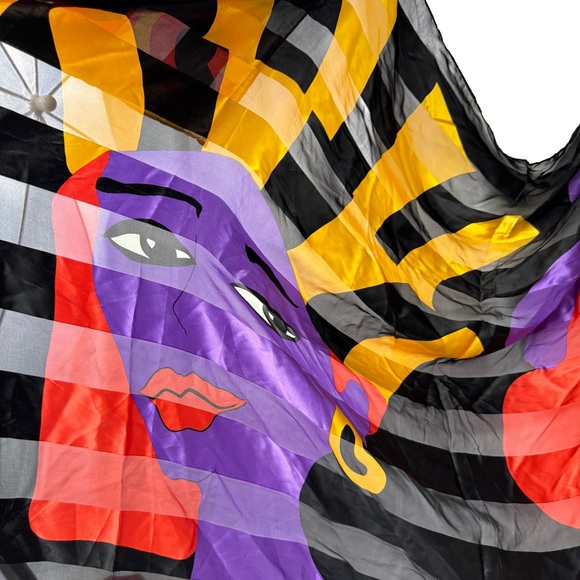 Retro Bright Kate Scarf Satan Bold Sheer Wrap - Picture 8 of 9